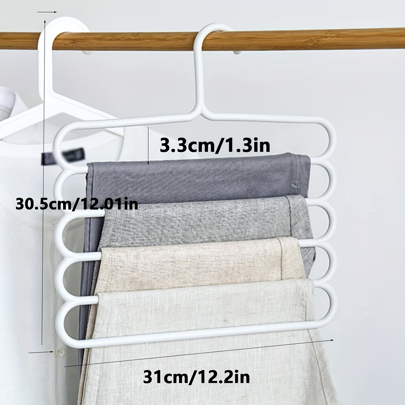 space saving multi layer pants rack anti slip adjustable design for clothes scarves accessories   plastic wardrobe organizer for closet and laundry room details 2