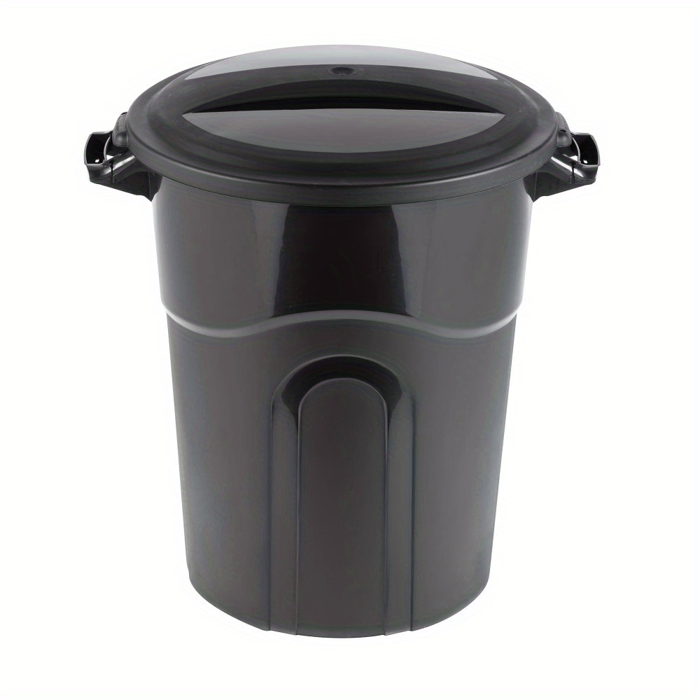 

20 Gallon Heavy Duty Plastic Garbage Can, Included Lid, Black, Suitable For Outdoor, Patio, Garden Use