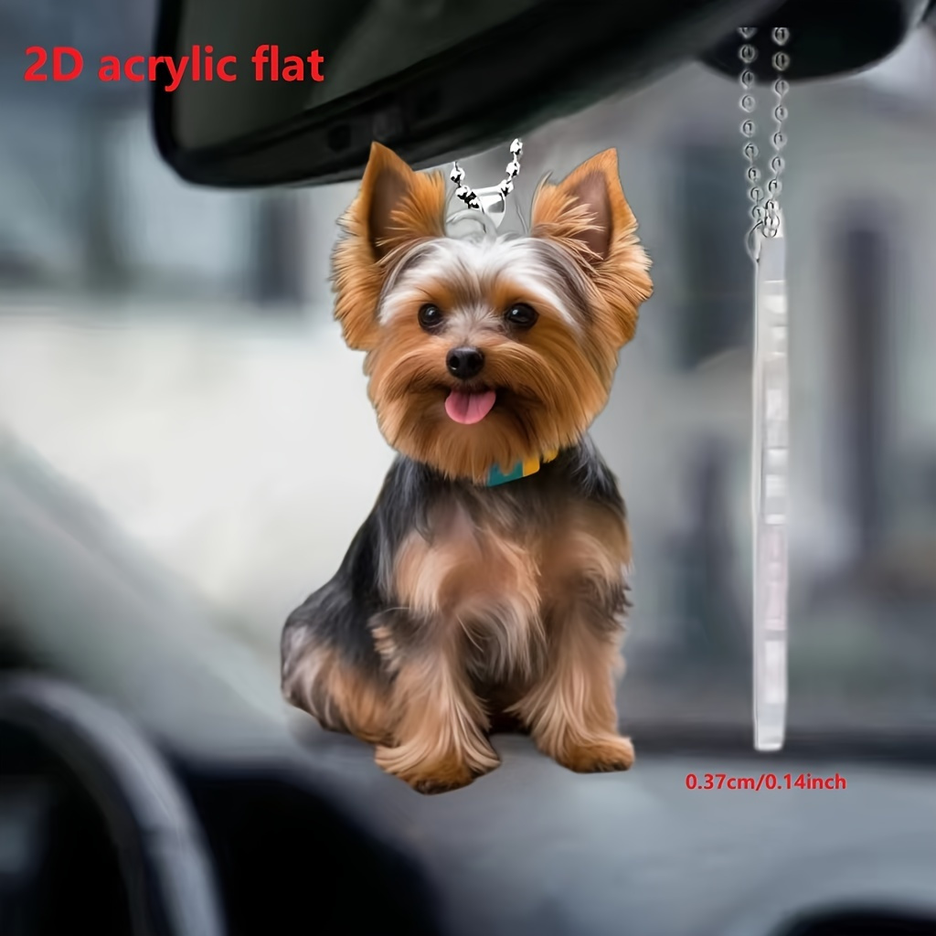 

1-pack 2d Acrylic Yorkie Dog Hanging Ornament, Multipurpose Keychain Pendant, Home Decor Accessory, Pet Lovers' Charm