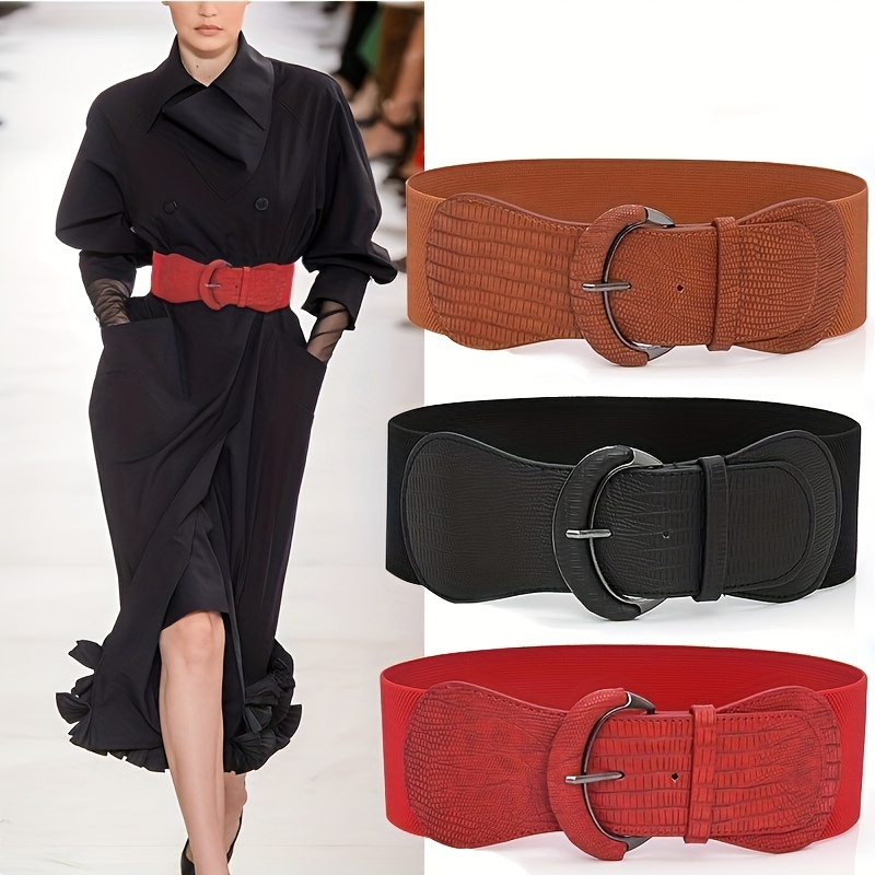 

Elegant Loose Tight Belt Vintage Oval Solid Color Belt Classic Belt Women's