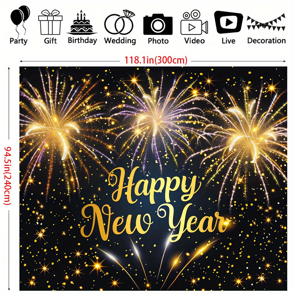 godt nyttår fyrverkeri festbakgrunn allsidig polyesterbanner - Temu Norway, image size:1000x1000