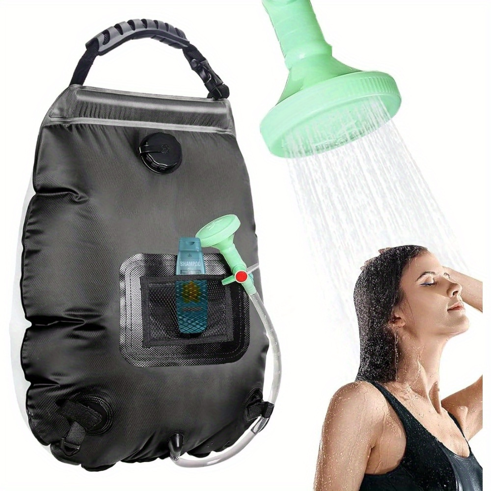 Image of Solar Shower Bag | 5 Gal/ 20l Solar Heating Camping Shower Bag | Removable Hose | Switchable Shower Head | Ducha Portatil | Traveling Shower | Portable Shower For Beach Swimming, Hiking