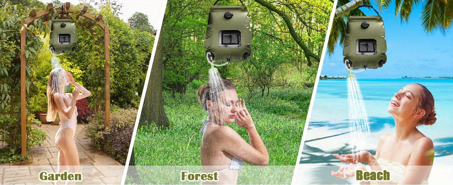 Solar Shower Bag | 5 Gal/ 20L Solar Heating Camping Shower Bag | Removable Hose | On-Off Switchable Shower Head | Ducha Portatil | Traveling Shower | Portable Shower for Beach Swimming, Hiking