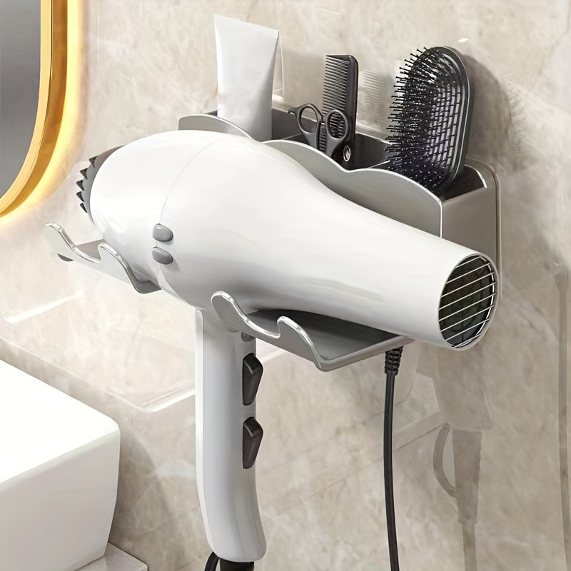 

Easy-install No-drill Hair Dryer Holder - Adjustable, Space-saving Wall Mount Organizer For Bathroom Storage - & Waterproof Pet Plastic