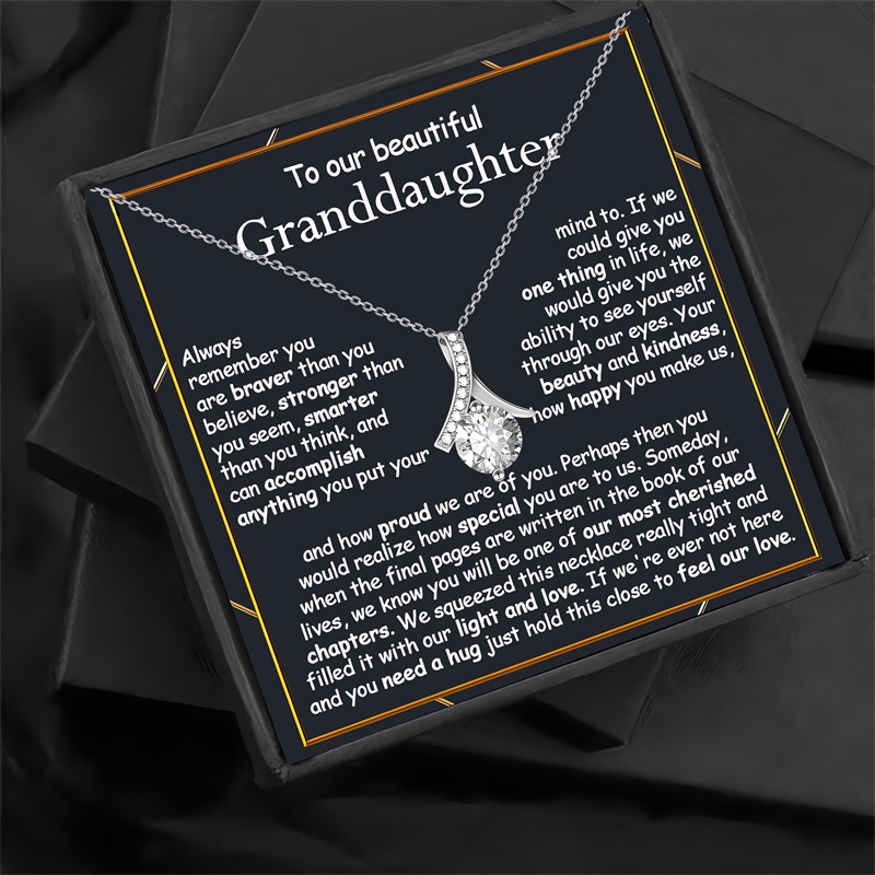 

Elegant Stainless Steel Necklace With Cubic Zirconia - Perfect Gift For Granddaughter From Grandparents, Includes Gift Box & Card - Ideal For Birthdays, Christmas, Graduation