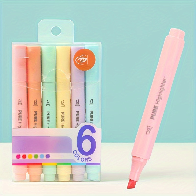 6pcs/set Pastel Color Macaron Highlighter Pen Marker Pens Fluorescent Pen Drawing Highlighters Stationery School Supplies