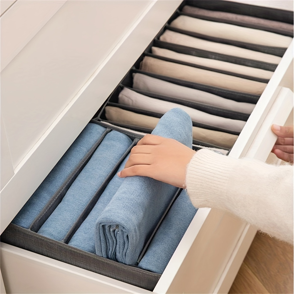 1pc grey fabric clothes storage organizer with handle lightweight wardrobe closet divider container for closet organization details 4