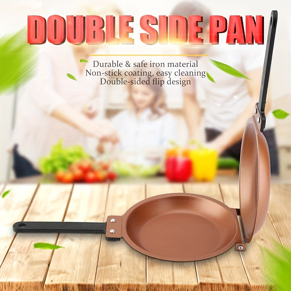   stainless steel non stick double sided     clean flip frying   with stainless handle 1pc breakfast making kitchen cookware suitable for hand wash details 3