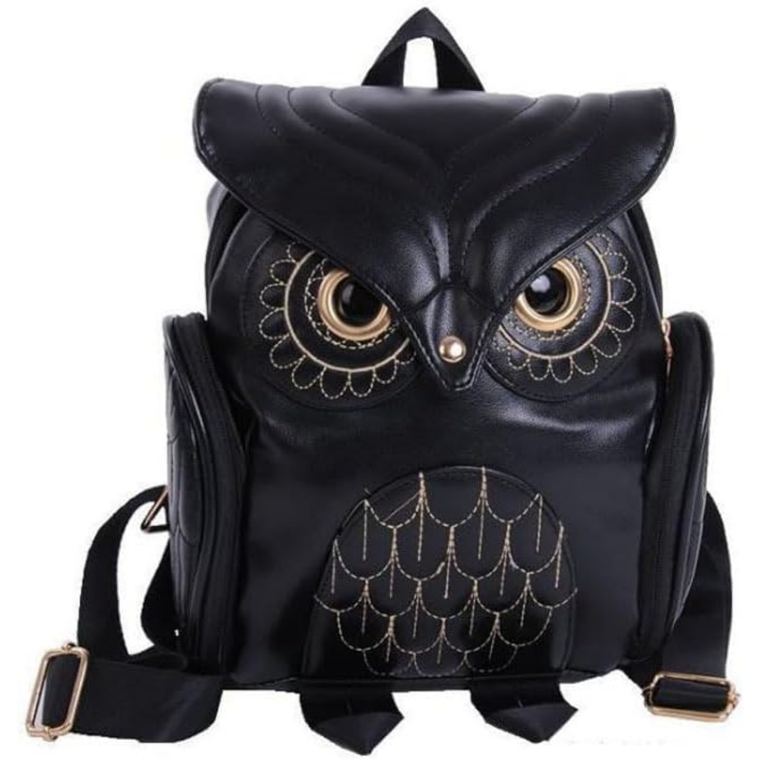 

Stylish Owl Backpack For Women – Waterproof Synthetic Leather Travel Bag With Golden Accents, , Adjustable Straps & Pockets, Bag | Animal Print Bag | Zipper Closure, Travel Backpack