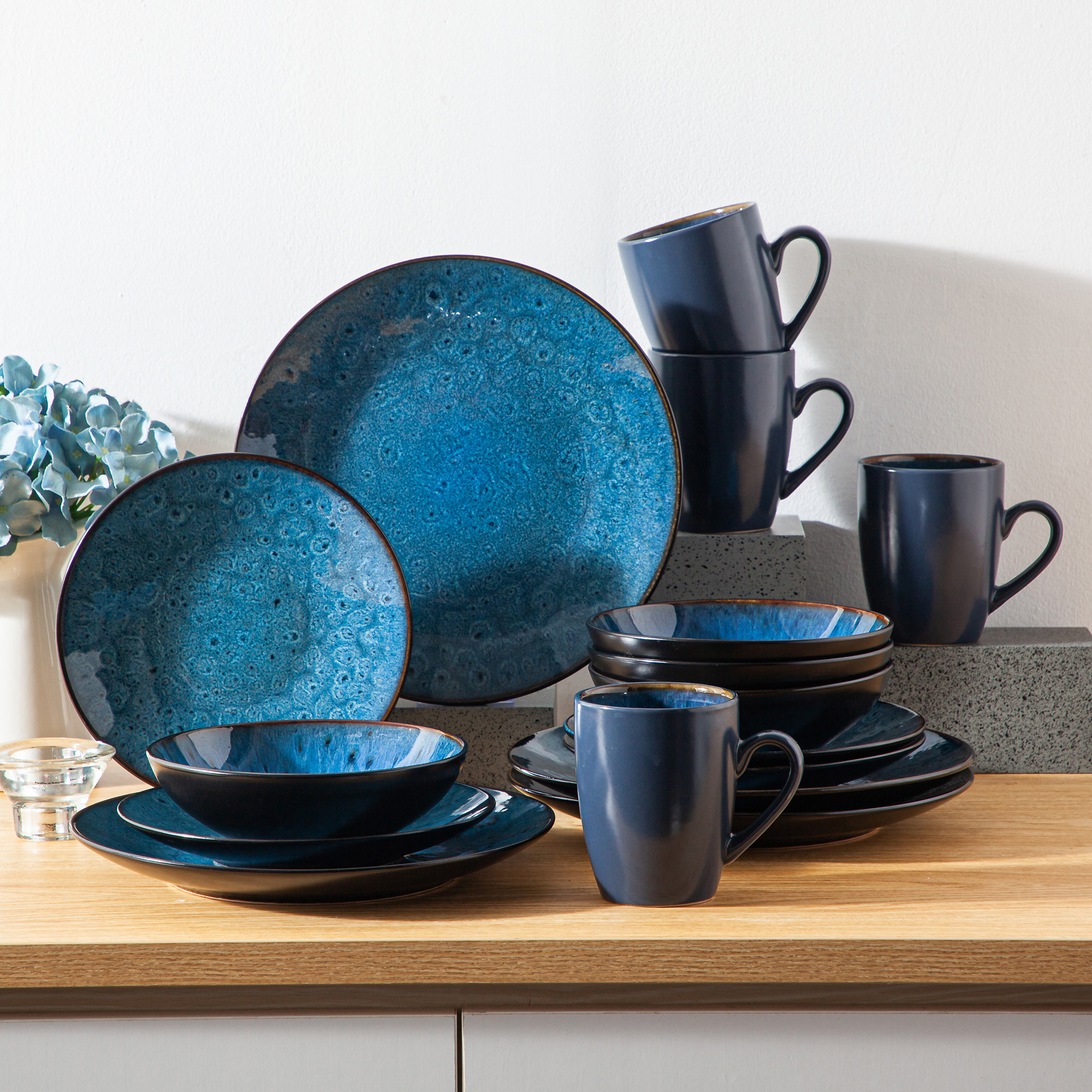 TEMU 16pcs Dinnerware Set Dinner Service For 4 With Dinner Plates, Dessert Plates, Cereal Bowls And Mugs