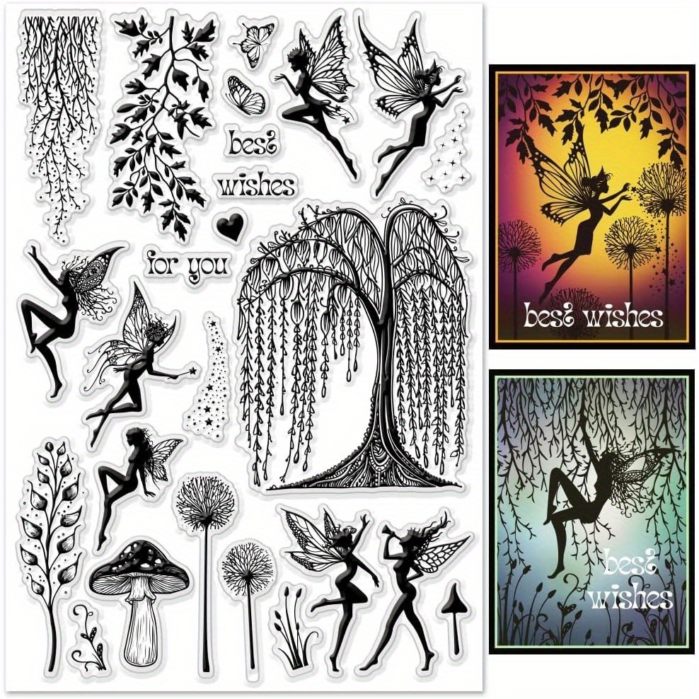 1pc fairy nature themed clear silicone stamps for diy card making scrapbooking and crafts   trees butterflies   mushrooms and best   designs transparent magic stamps for   stamps for card making