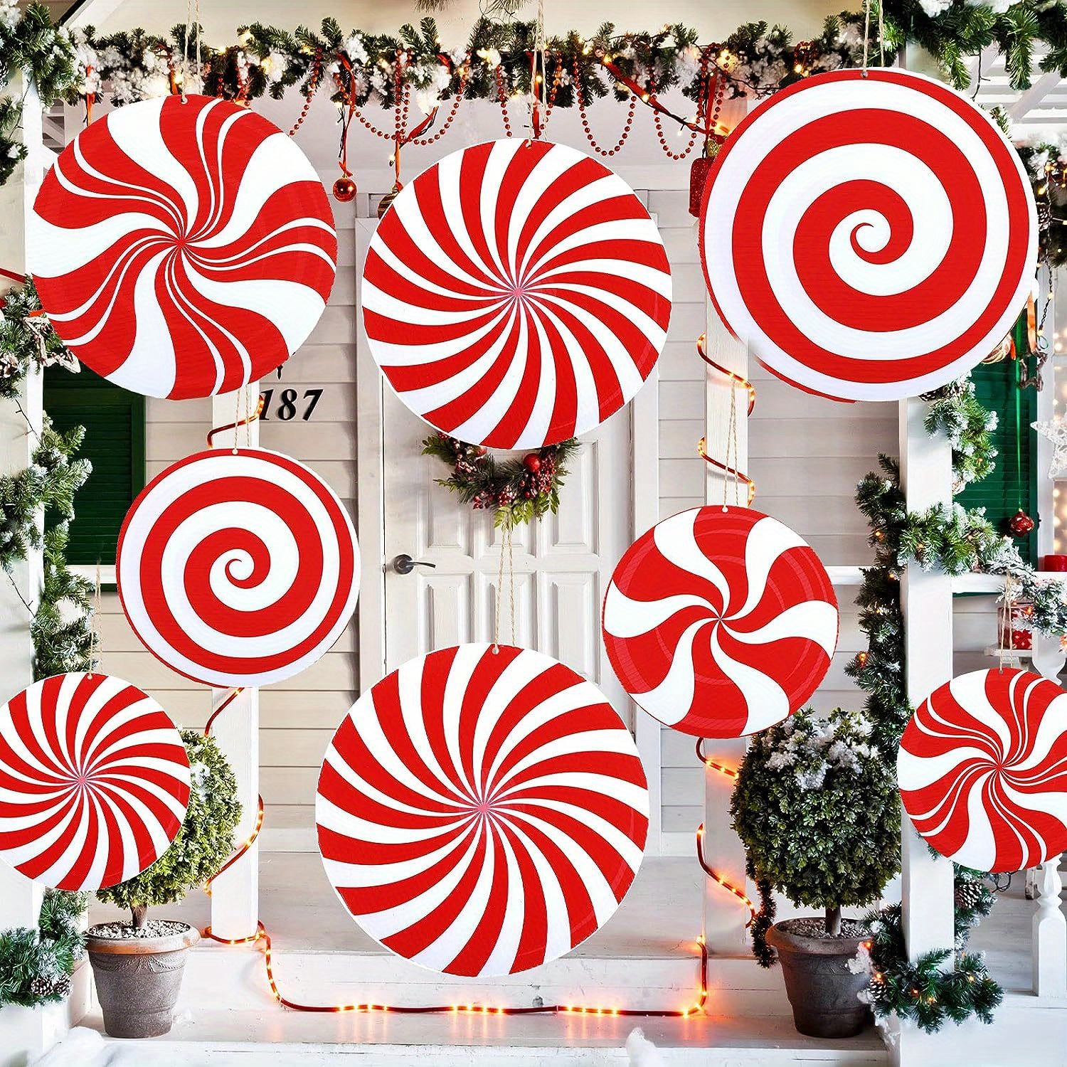 

6pcs Large Candyland Christmas Ornaments - , Waterproof Outdoor Decor For Porch & Tree | Design For Yard & Lawn