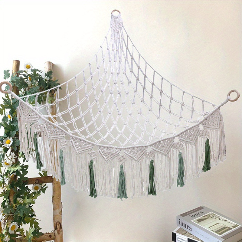 hand woven rope net hammock wall corner storage   toy net stuffed animal organizer   and storage supplies for bedroom details 1