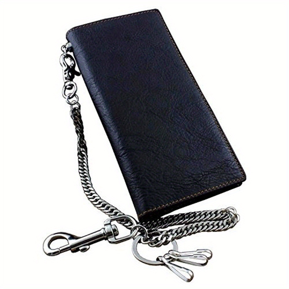 

Real Leather Mens Biker Card/ Money Long Wallet Purse W/ Jeans Key Chain