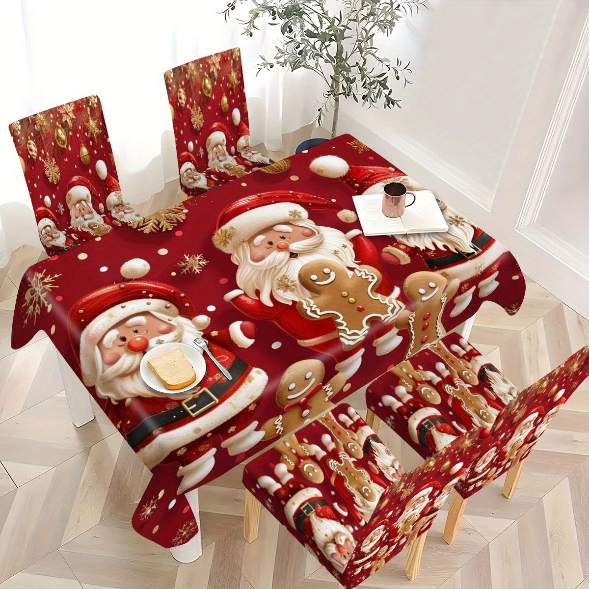 

2pcs /4pcs + 1pc Tablecloth Christmas Decoration - Tablecloth Decoration