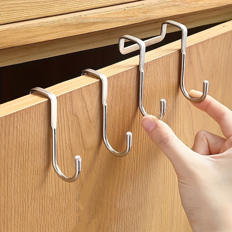 

Stainless Steel Over-the-door S-hook - Dual Hook For Clothes, Kitchen Utensils & Towels | Space-saving Organizer