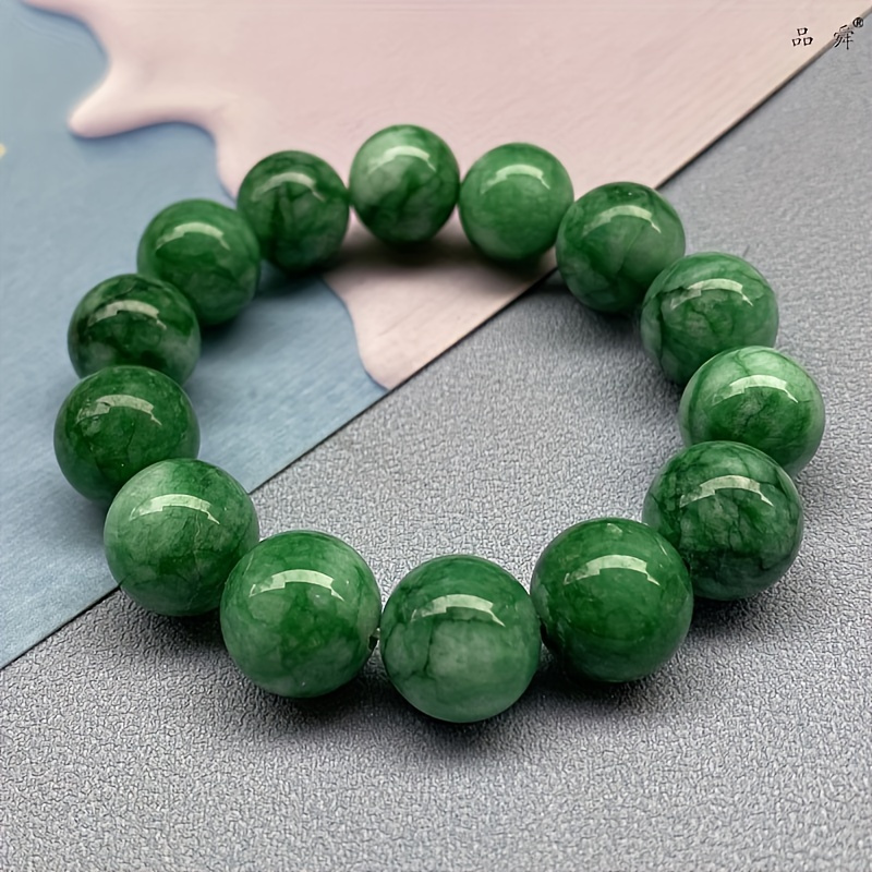 

Exquisite Emerald Beaded Bracelet - Stone, Unique , For Him, Accessory For Any Occasion