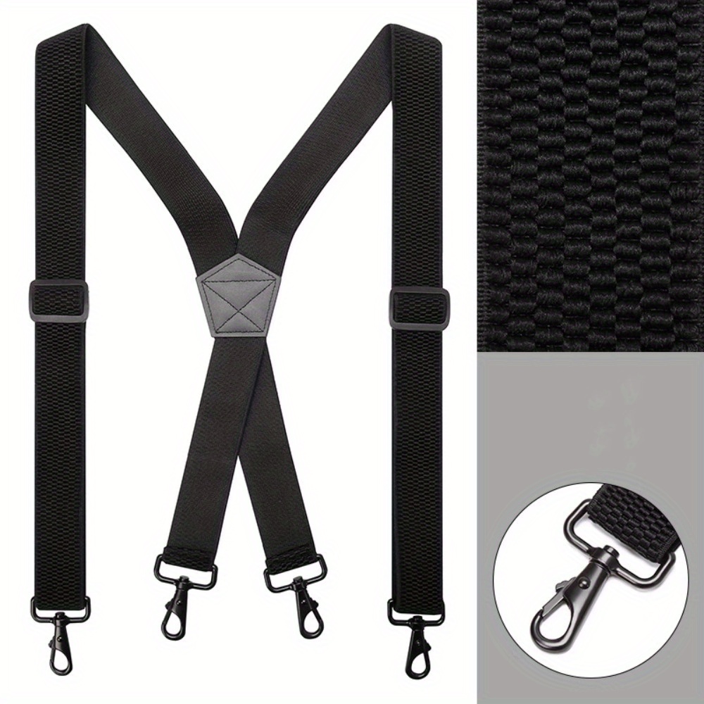 

Heavy-duty Men's Suspenders - Adjustable Elastic, With 4 Swivel Snap Hooks, Perfect For Bikers & Snowboarding, 1 Size Fits Most