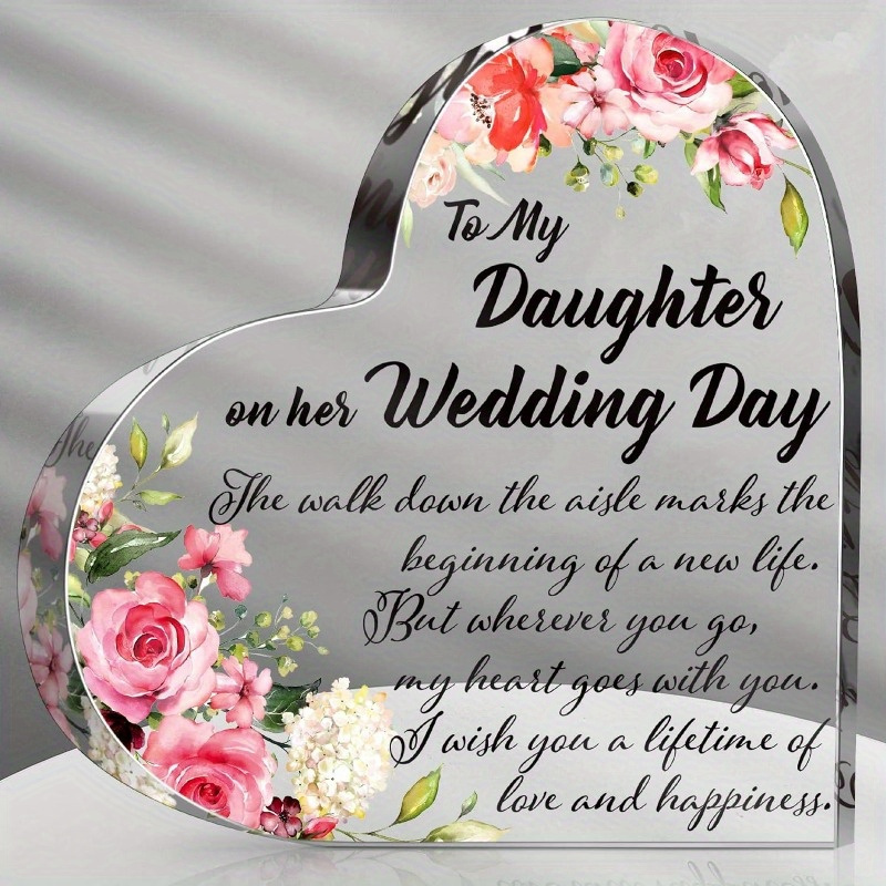 TEMU [2d Flat] Gift For Of Mother, Father, And Bride - Wedding Gift , Gift From The Mother, Wedding For My Daughter On - Acrylic Heart-shaped Wedding