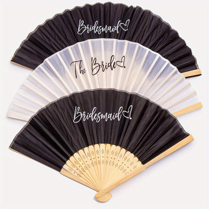 

Bride Bridesmaid Foldable Fan: Portable Chinese Bamboo Fan, Perfect Wedding Gift For Guests - No Power Required