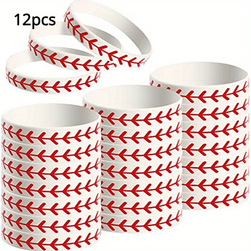 

12pcs Baseball Silicone Wristbands - Durable, Power-free, Non-wireless Sports Bracelets For Players And Fans