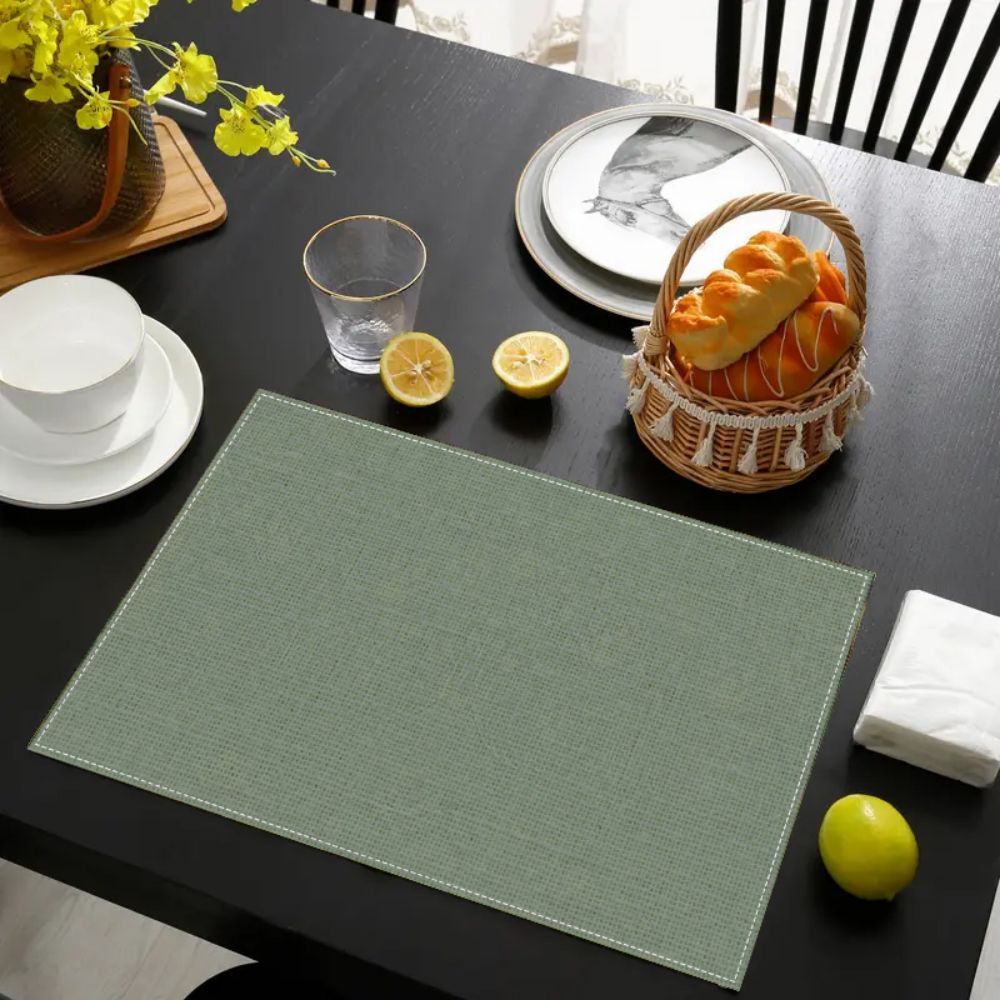 

Jit-2pcs/4pcs/6pcs Linen Table Placemats - Waterproof, Oil-resistant, Rectangle, Hand Wash Only - Kitchen And Dining Room Decor