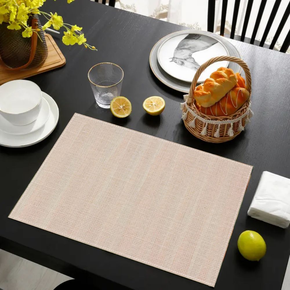 

2/4/6 Pack Linen Style Woven Place Mats, 100% Polyester, Waterproof, Oil-proof, Heat-resistant Table Mats For Dining, Kitchen, Restaurant - Hand Washable Rectangular Placemats