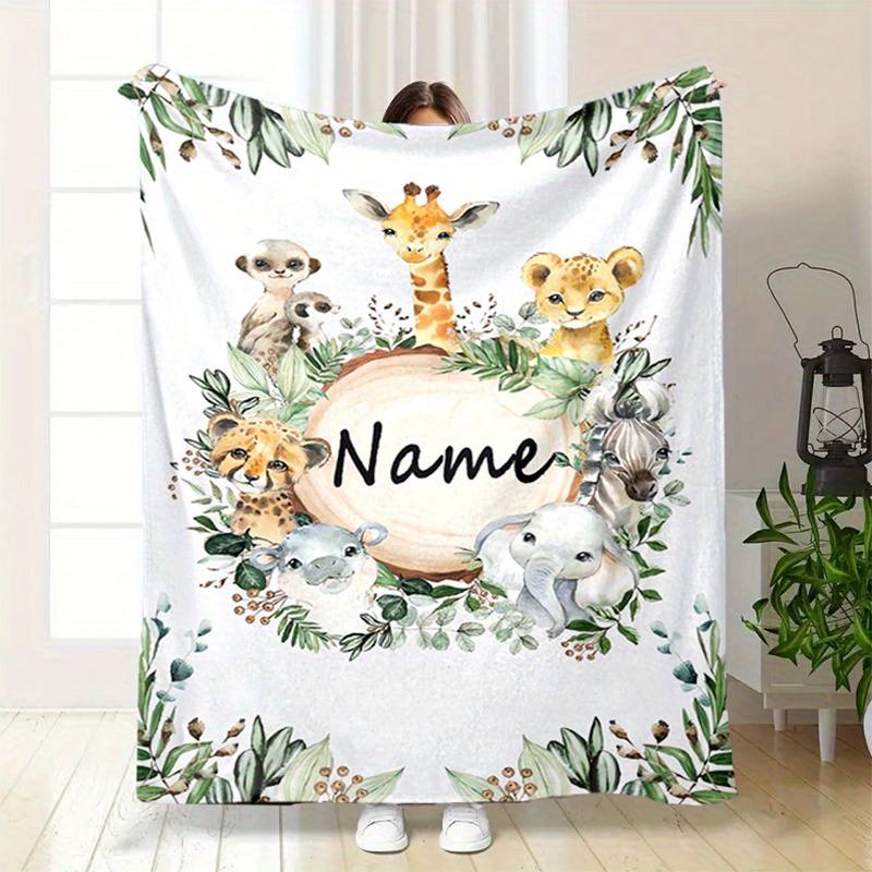 

1pc Custom Name Blankets Animal Printed Soft Warm Blanket For Bed Sofa Personalized Blanket Ideal For Couples, Friends, Family Perfect For Birthdays, Anniversaries, Holidays