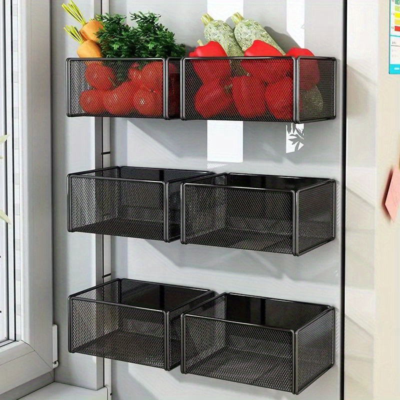 

Yimuwn Magnetic Refrigerator Organizer - Metal Hanging Storage Basket For Kitchen , Yimuwn