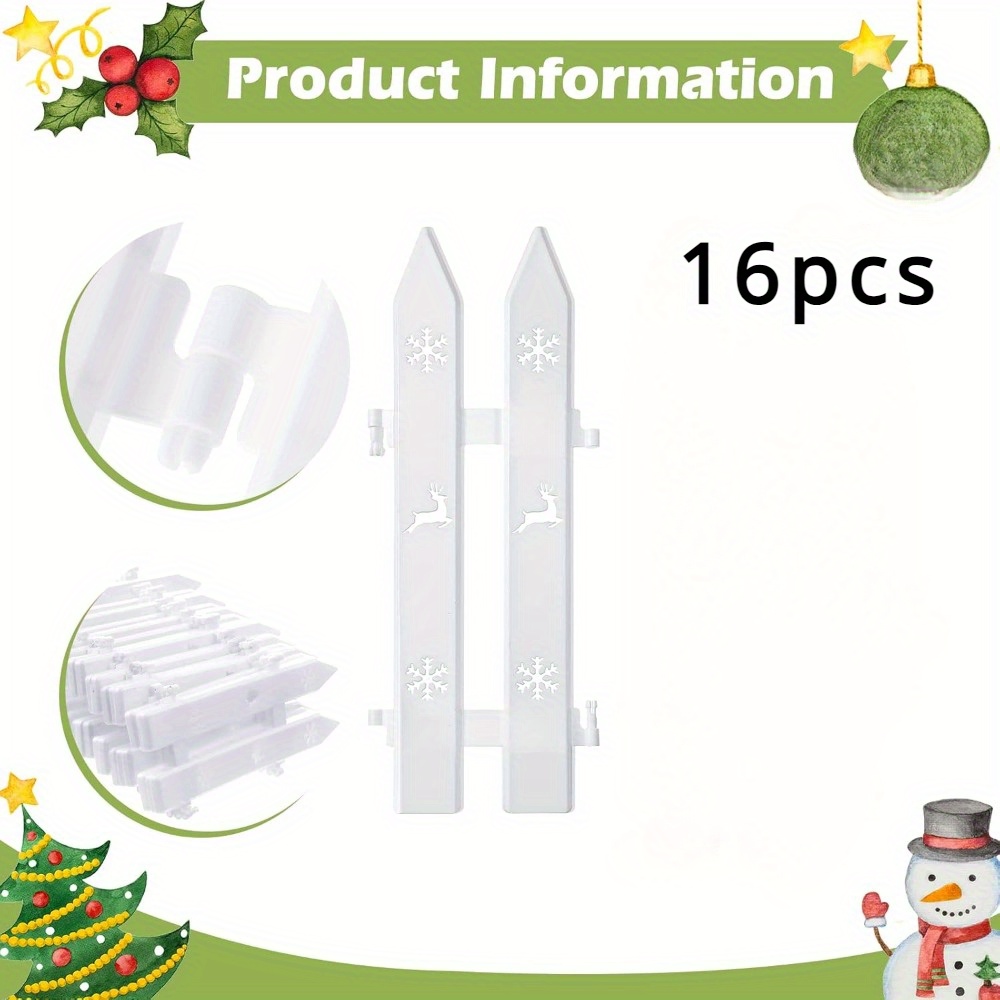 16pcs Festive White Plastic Christmas - Decorative Garden Border Panels For Holiday Party, Home & Outdoor Decor, No Electricity Needed, Featherless, Outdoor Christmas Decorations For Yard