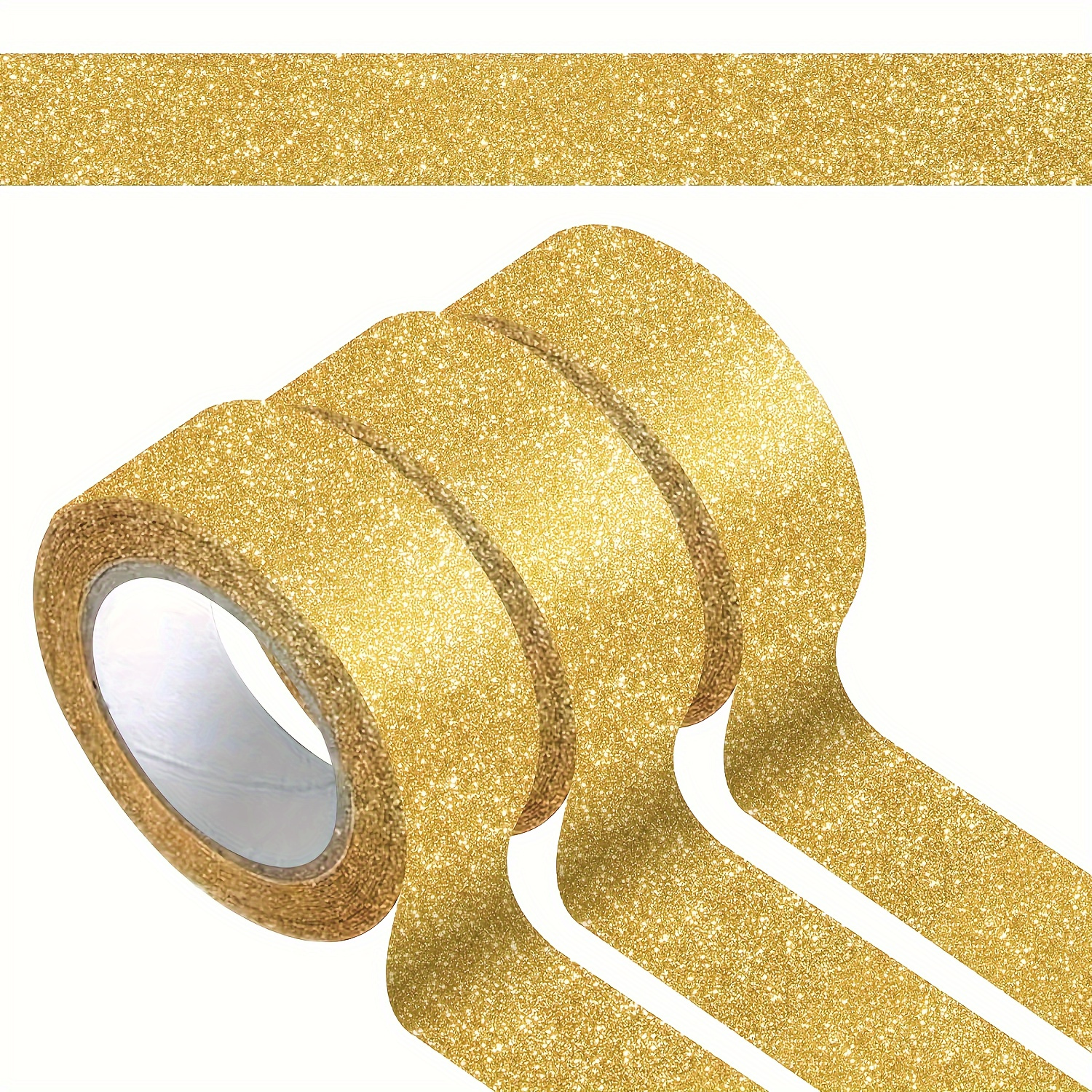 

3 Rolls Of Sparkling Golden Tape, Perfect For Handcrafting And Packaging - 15mm/0.59 Inches * 5m/5.46 Yards, A Total Of 15m/16 Yards