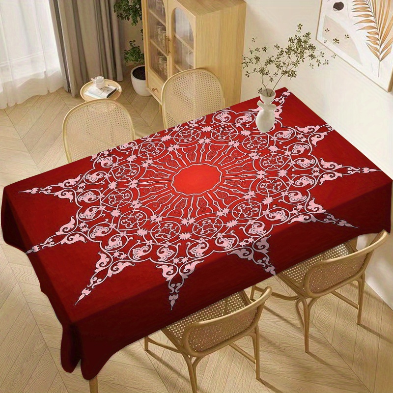 

Christmas Square Tablecloth For Home Dining, Kitchen, Living Room, Party - 100% Polyester Woven Table Cover, Waterproof And Oil-proof, Machine Made - Festive Holiday Decor, 1pc