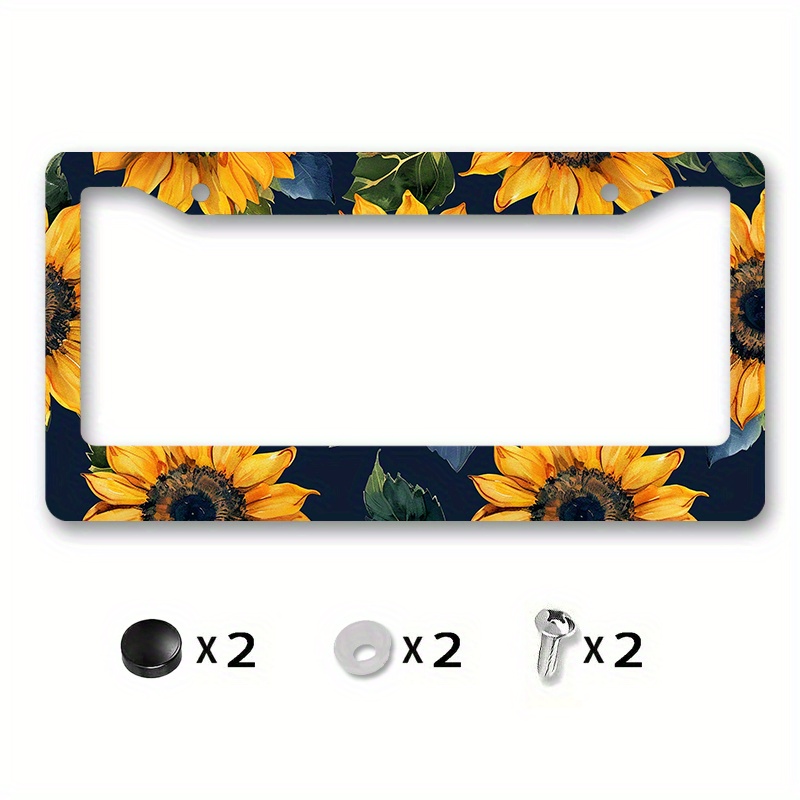 

Sunflower Metal License Plate Frame Cover - 6.3x12.2" Rustproof & Weatherproof, , Room Decor