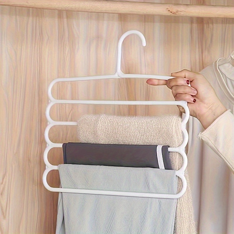 Space-Saving Multi-Layer Pants Rack: Non-Slip, Polished Plastic Wardrobe Organizer for Clothes And Scarves