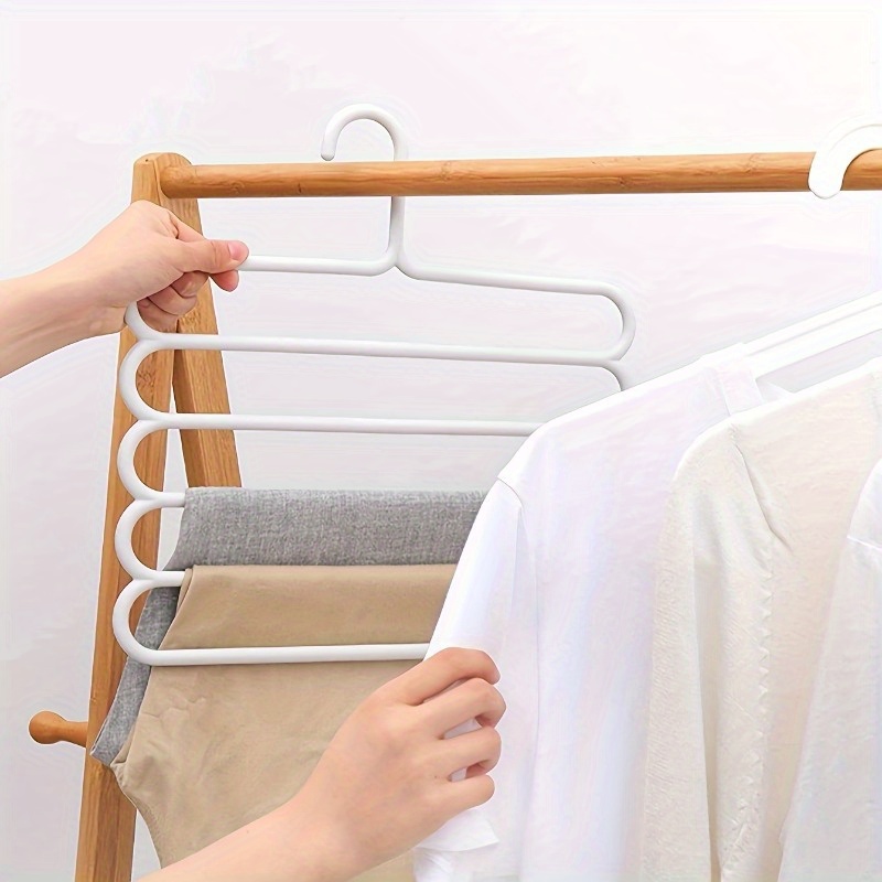 Space-Saving Multi-Layer Pants Rack: Non-Slip, Polished Plastic Wardrobe Organizer for Clothes And Scarves