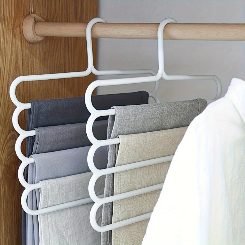 Space-Saving Multi-Layer Pants Rack: Non-Slip, Polished Plastic Wardrobe Organizer for Clothes And Scarves