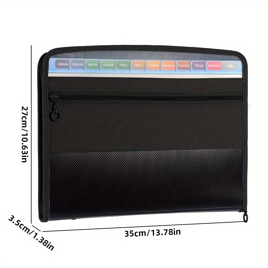 

13-pocket Expanding File Folder A4 Organizer With Zipper, Large Capacity Student Paper Storage Wallet, Durable Polypropylene (pp) Accordion Document Holder With Colorful Tabs