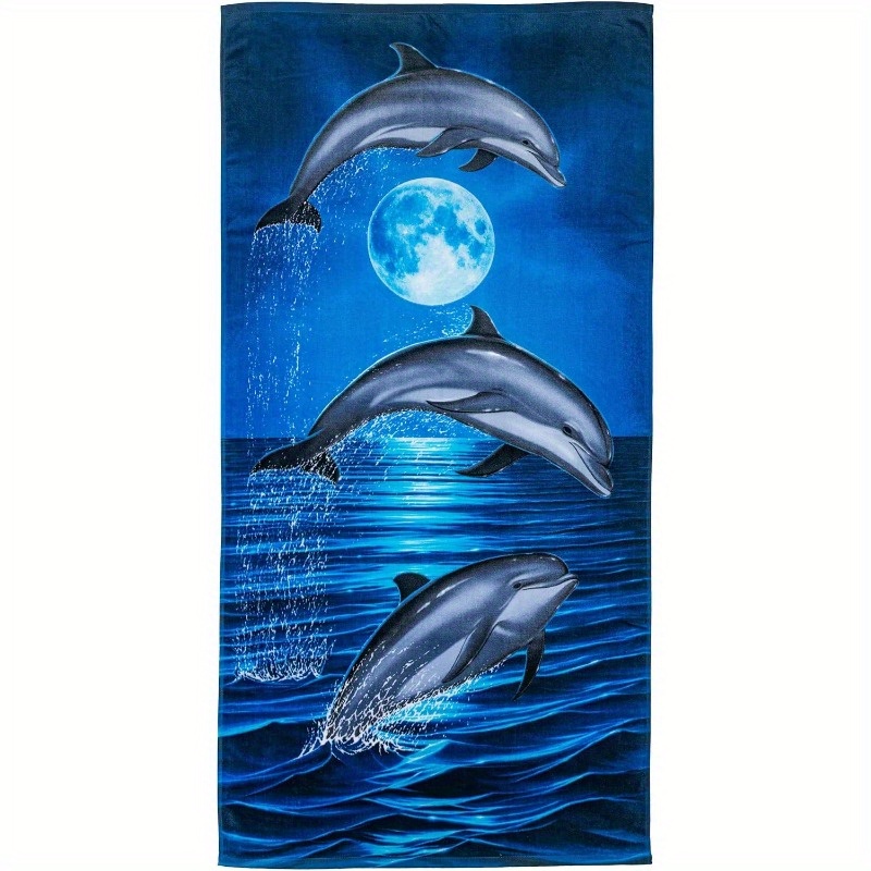 

Ultra-soft Dolphin Print Kitchen & Bath Towel - Durable, Colorful Polyester Blend, Perfect For Home Decor, 18x26 Inches