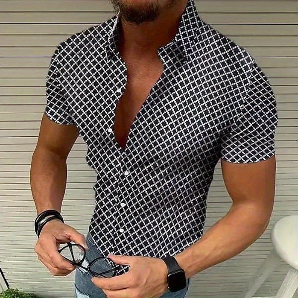 

European Size Polka Dot Printed Shirt Light And Breathable Fashion Trend Men's Youth Casual Top