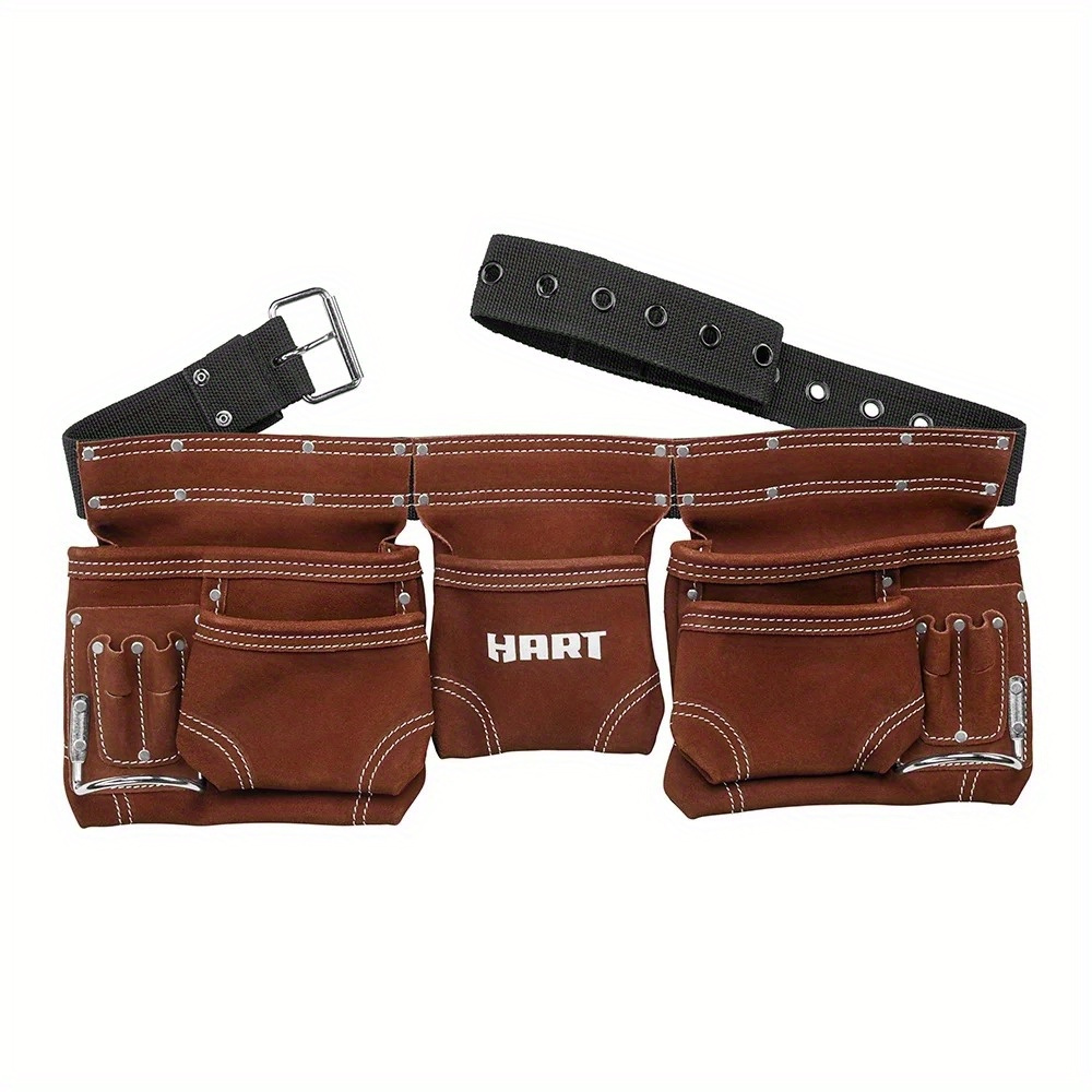 

11-pocket Double-stitched Suede Brown Leather Tool Belt Up To 52-inch Waist