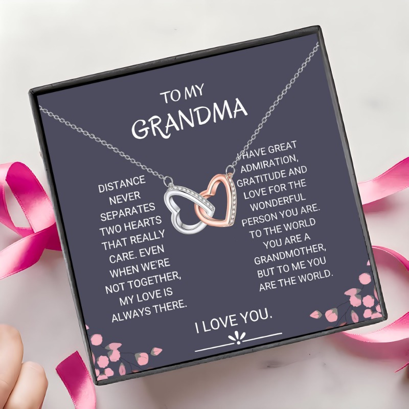 

Chic Pendant Necklace Gift Box With Inspirational Card - Grandma, Day, Thanksgiving, Christmas, Birthdays & Valentine's