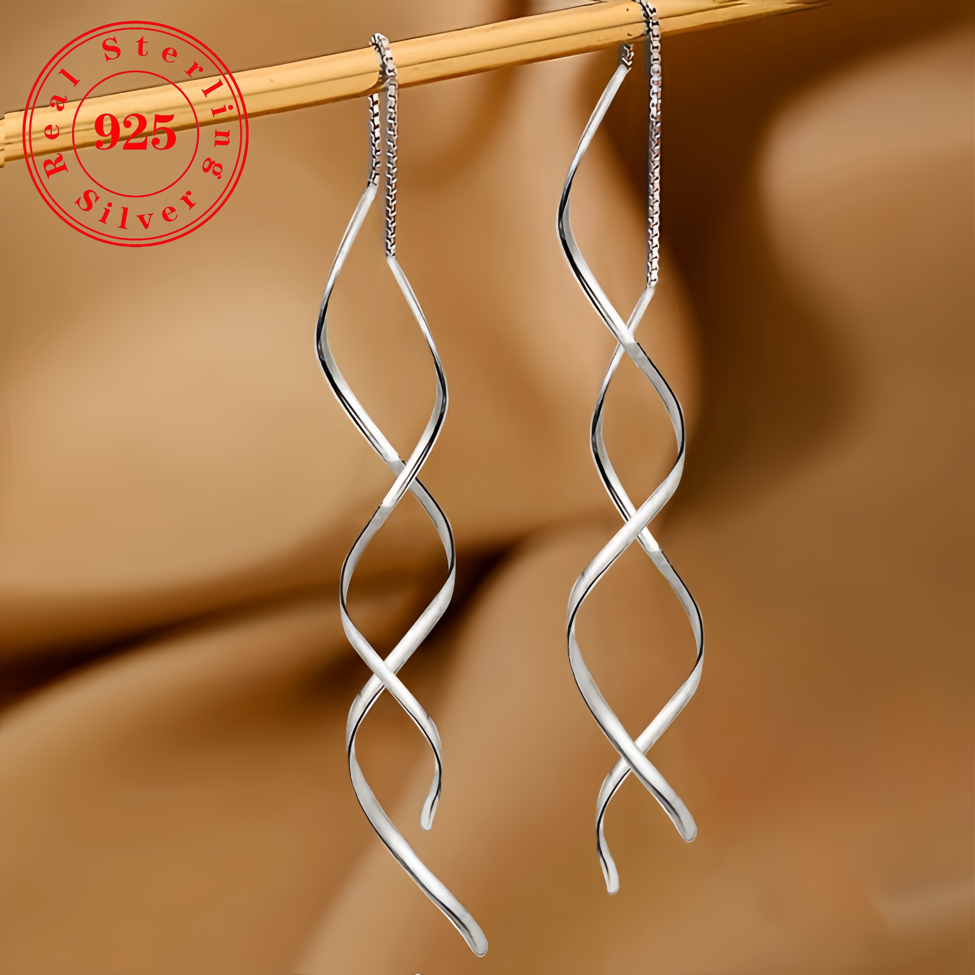 

Elegant Wave Drop Earrings, S925 Sterling Silver, Fashionable Tassel Dangle, Hypoallergenic, Lightweight Jewelry, Minimalist Style