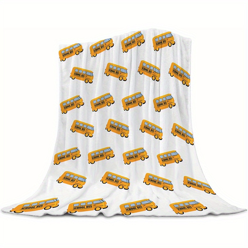 

Cozy Vintage Bus Pattern Flannel Throw Blanket - Soft, Warm, And Perfect For Couch, Bed, Office, Or Travel - Ideal Gift For All Seasons