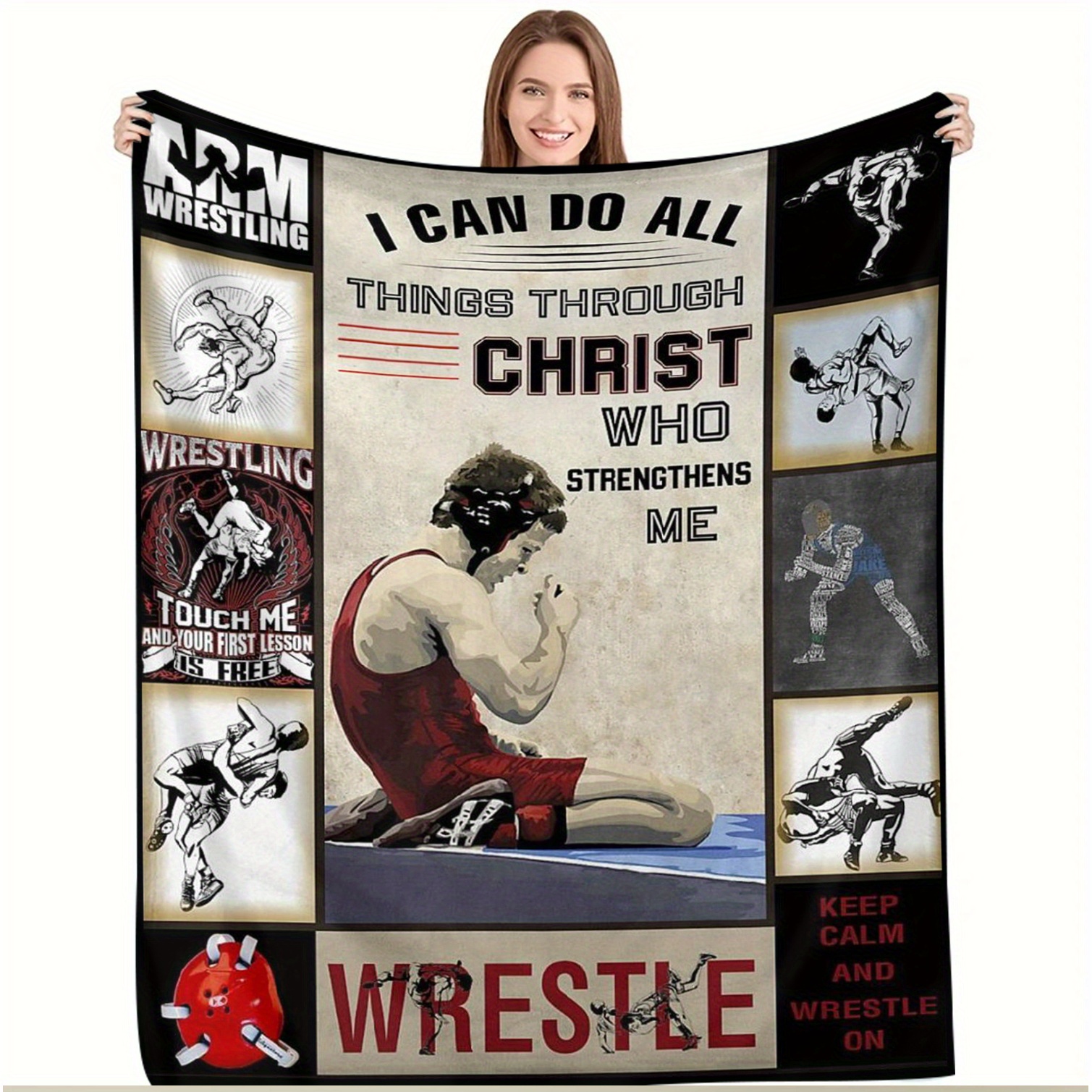 

Soft Flannel Wrestling Enthusiast Blanket - Perfect Gift For Birthdays & Anniversaries, Cozy Throw For Couch Or Bed