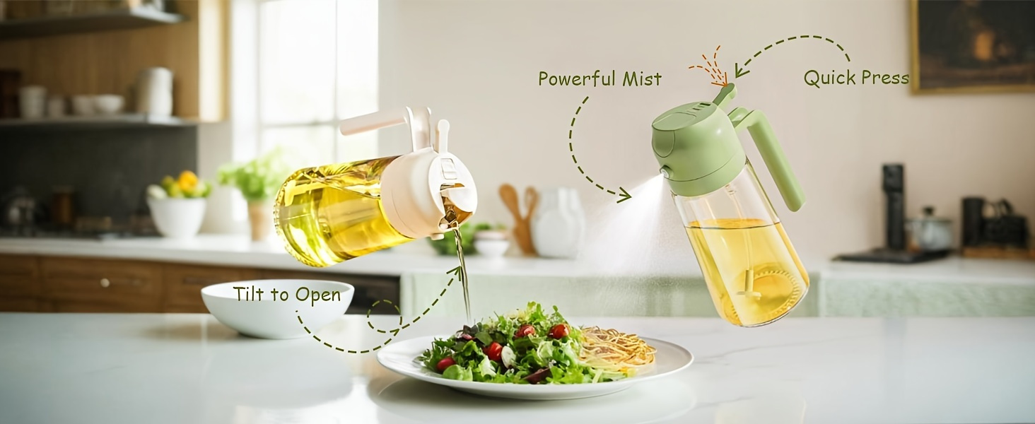 2pcs 16oz glass olive oil dispenser sprayer bpa free   cooking salads bbqs kitchen essential black white details 0