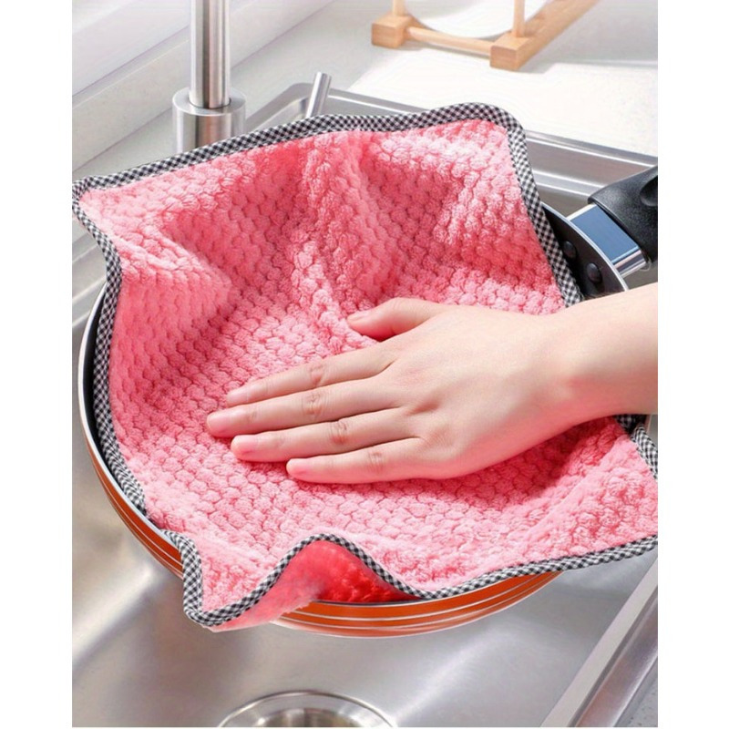 5pcs ultra   velvet cleaning cloths super absorbent multi use towels for kitchen car wash glass cleaning details 0