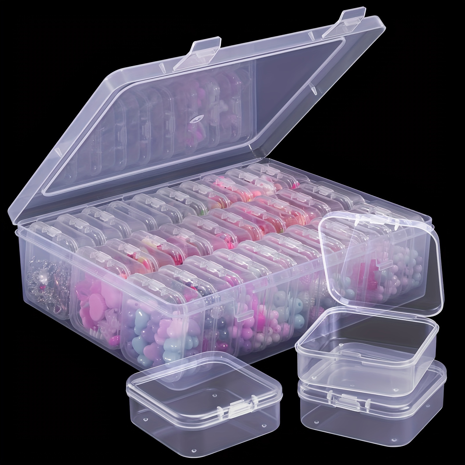 

1 Set Of 20/30pcs Transparent Plastic Bead Organizer Set - Portable And Stackable Storage Box Suitable For Jewelry, Handicrafts, Sewing, And Small Hardware - Homes And Dormitories