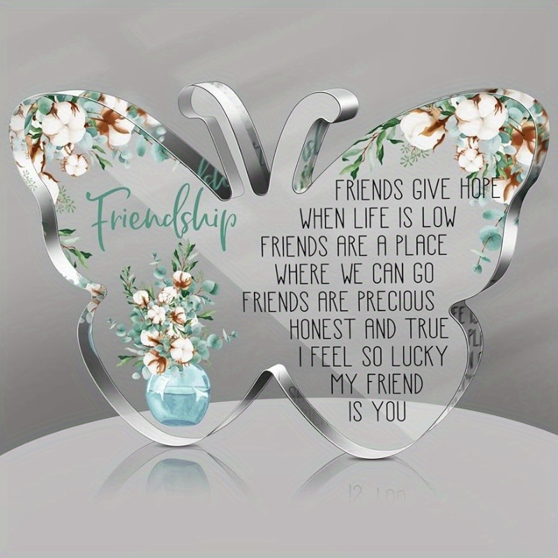 TEMU Gift For Friend Friendship Gifts For Women Friend Friendship Birthday Gifts For Women Cheer Up Gift Acrylic Heart Paperweight For Home Office Table Shelf ()