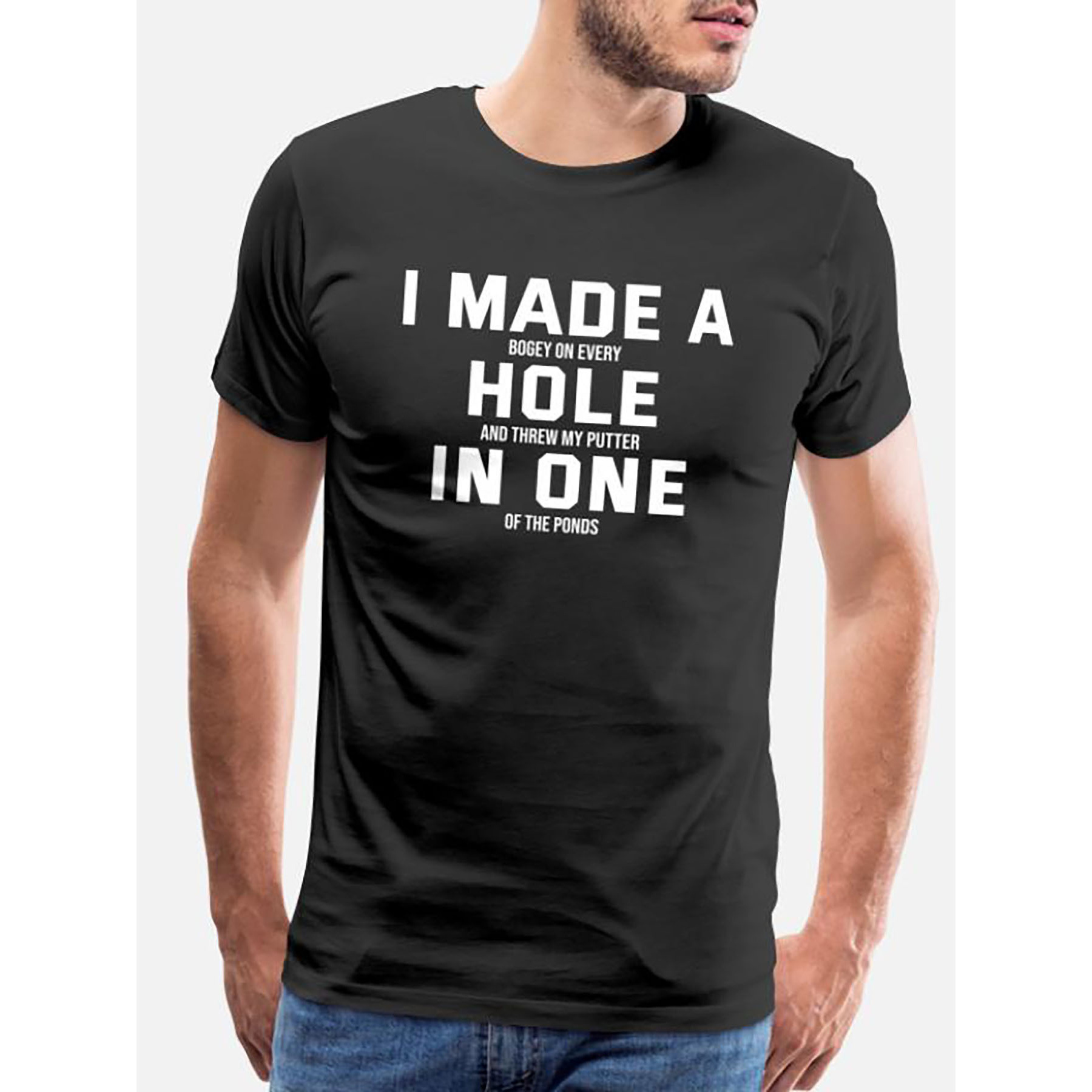 

| Men's Funny Golf Gag T-shirt - "i Made A Hole In One" Humorous Quote, , Casual Crew Neck, Short Sleeve, Machine Washable - Ideal For Summer