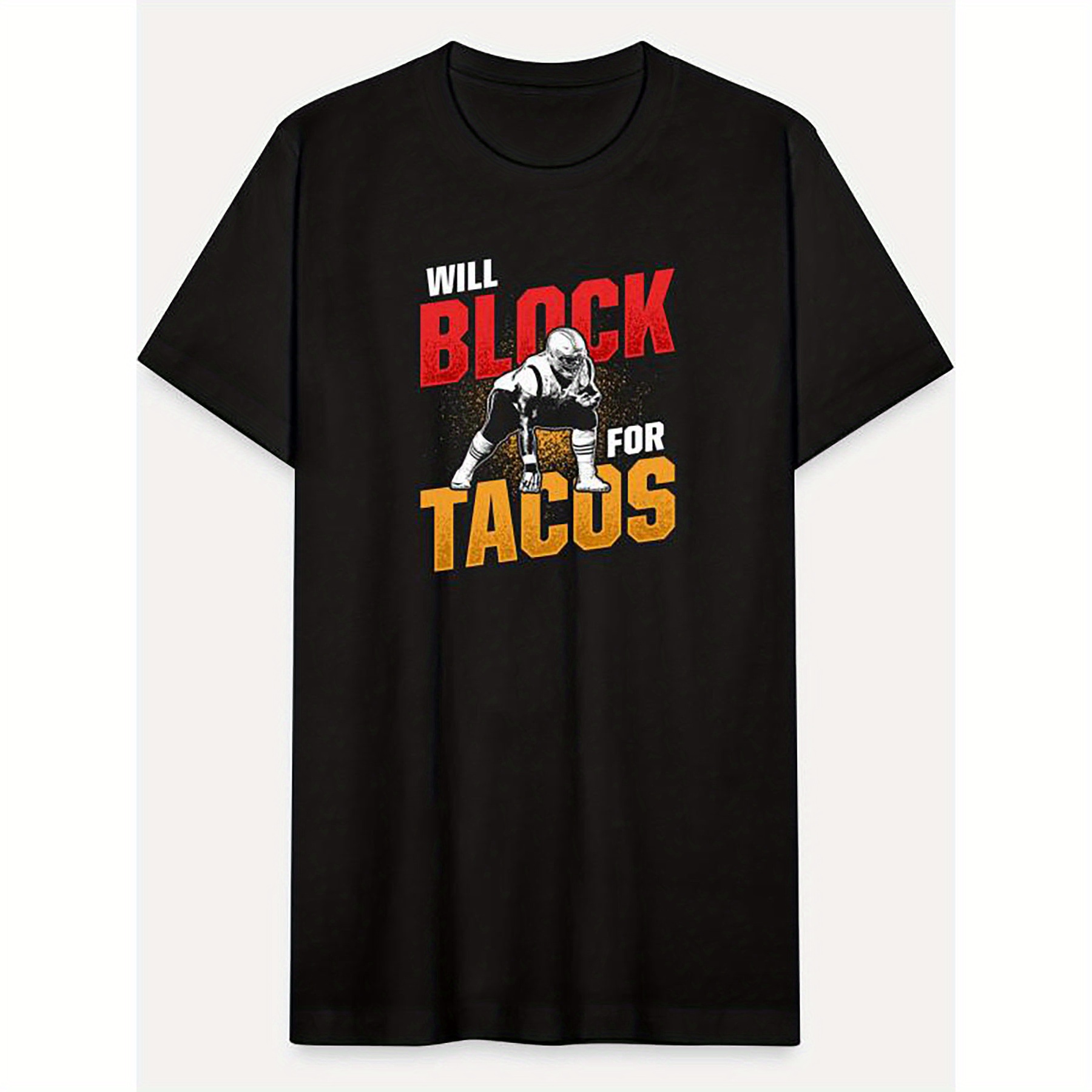 

Football Striker Attacking And Defending For Tacos-6342 Funny Men's Short Sleeve Pattern T-shirt Series Black